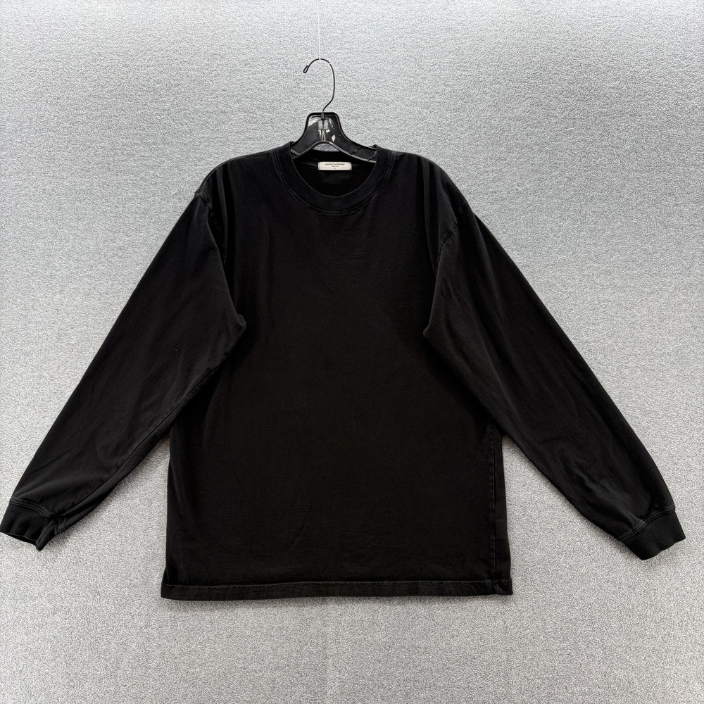Perfectwhitetee Shirt Mens Large Black Crewneck Cotton Long Sleeve Tee USA